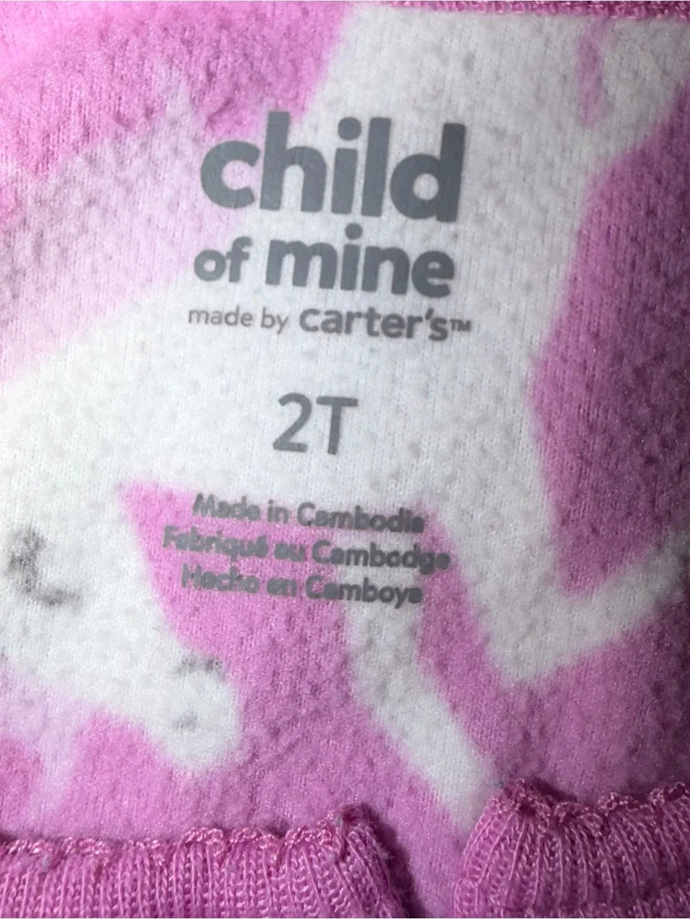 Girls toddler 2T pajamas Child of Mine Pink Unicorn Footed One-Piece Pajamas